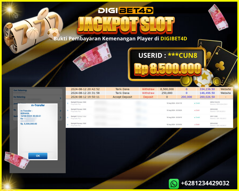 JACKPOT KEMENANGAN SLOT ONLINE “ STARLIGHT PRINCESS 1000” 8 JTAN DIGIBET4D